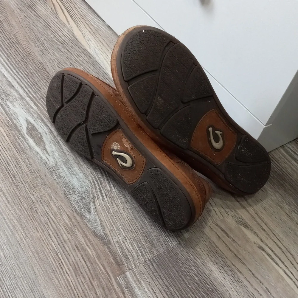 Olukai Puhalu Brown Suede Moccasin Slide Men's Size 8.5